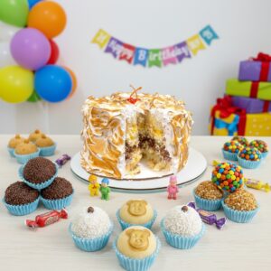 Kit Festa M: 150x Doces Linha Festa + 1x Torta Exclusive